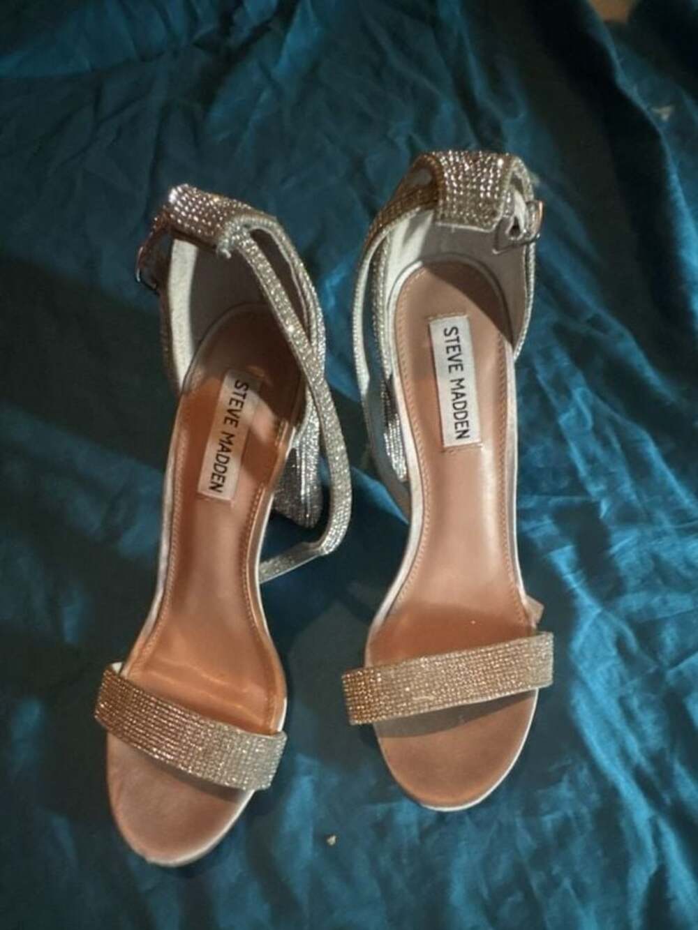 Steve Madden Carrson Rhinestone Block Heel Sandals Size 9M